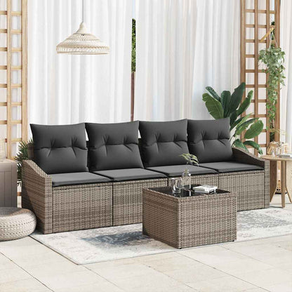 Set di divani con cuscino con cuscino 5 pcs Grigio polyrattan | homemem39