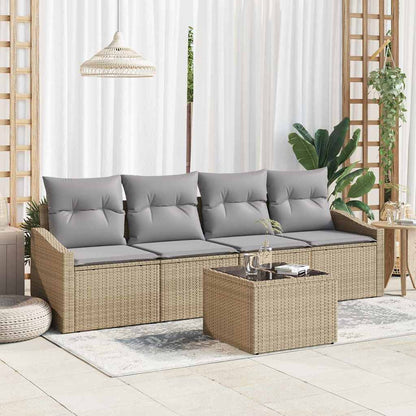 Set di divani 5 pcs Beige e Grigio Chiaro polyrattan | homemem39