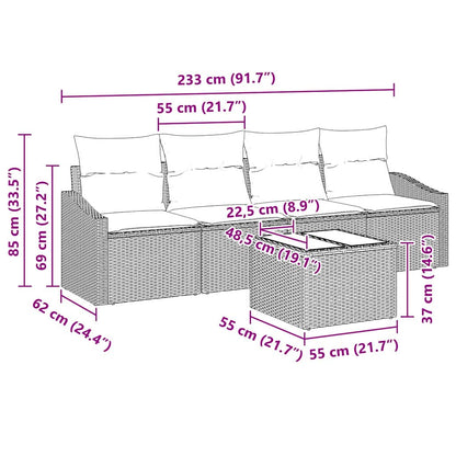 Set di divani 5 pcs Beige e Grigio Chiaro polyrattan | homemem39