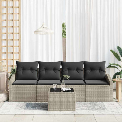 Set di divani con cuscino 5 pcs Grigio chiaro polyrattan | homemem39
