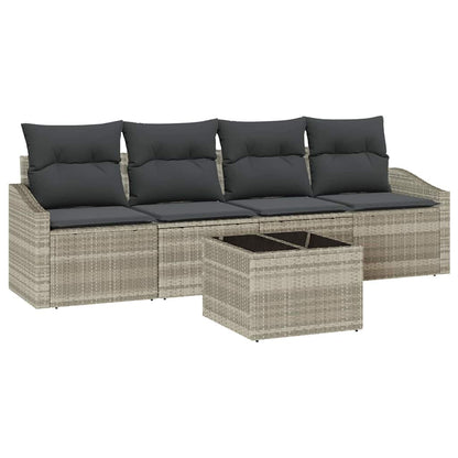 Set di divani con cuscino 5 pcs Grigio chiaro polyrattan | homemem39