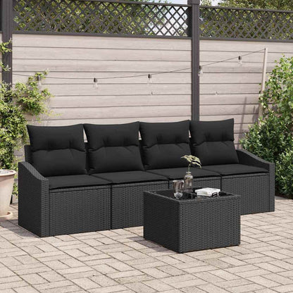 Set di divani 5 pz Nero polyrattan | homemem39
