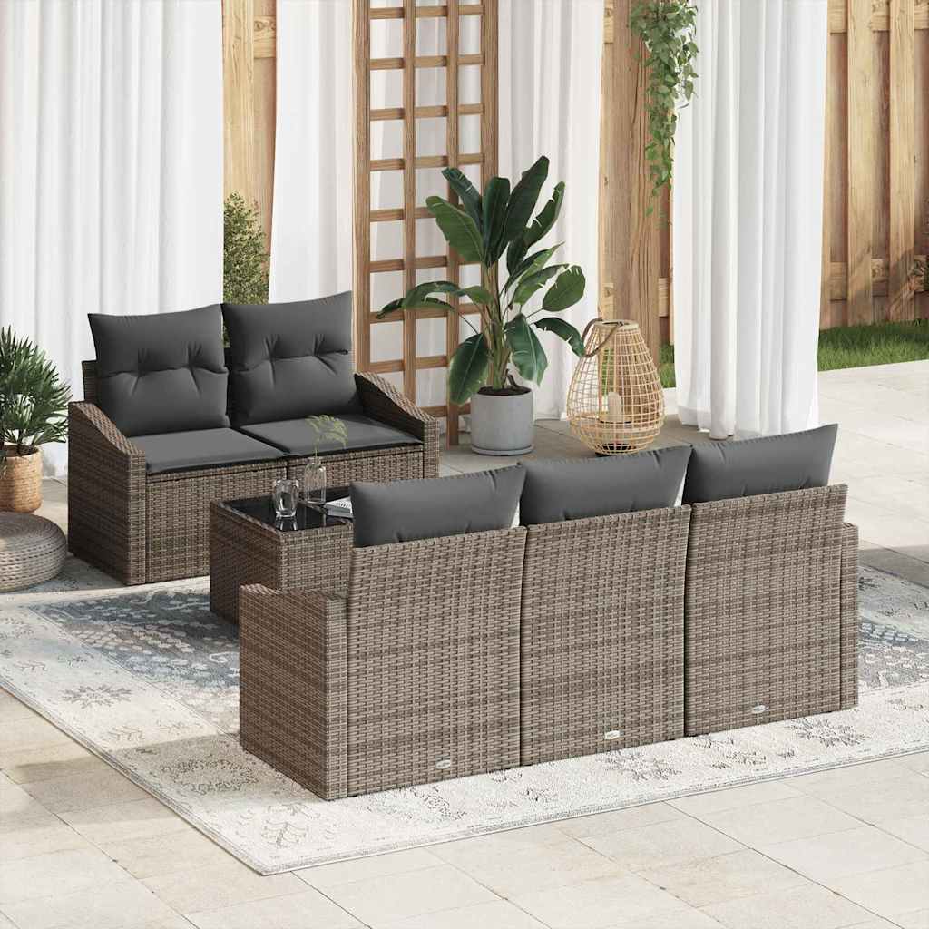 Set di divani con cuscino con cuscino 6 pcs Grigio polyrattan | homemem39