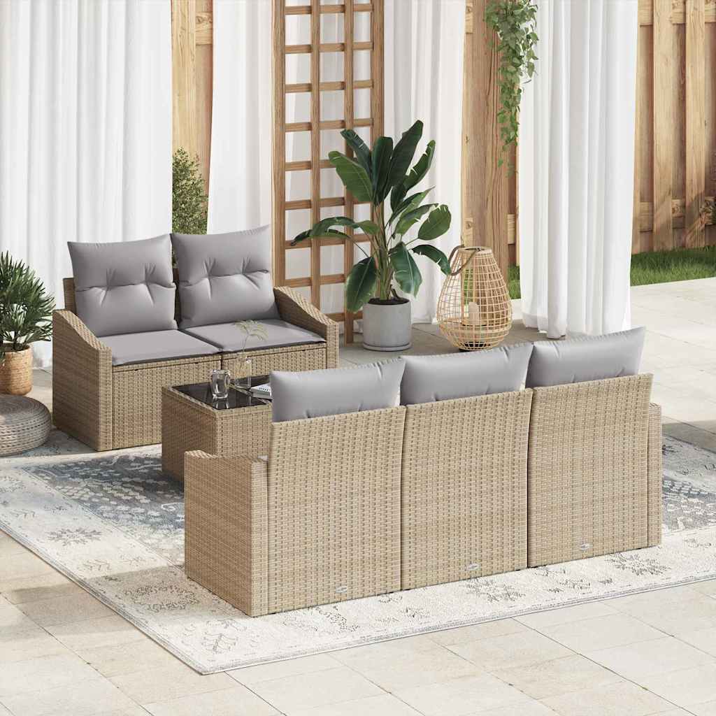 Set di divani 6 pcs Beige e Grigio Chiaro polyrattan | homemem39