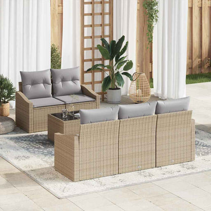 Set di divani 6 pcs Beige e Grigio Chiaro polyrattan | homemem39