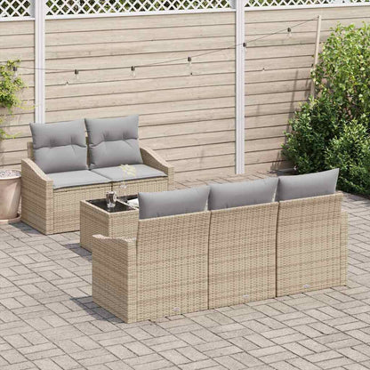 Set di divani 6 pcs Beige e Grigio Chiaro polyrattan | homemem39