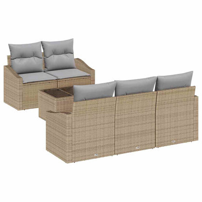 Set di divani 6 pcs Beige e Grigio Chiaro polyrattan | homemem39