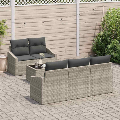 Set di divani con cuscino 6 pcs Grigio chiaro polyrattan | homemem39