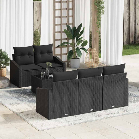 Set di divani 6 pz Nero polyrattan | homemem39