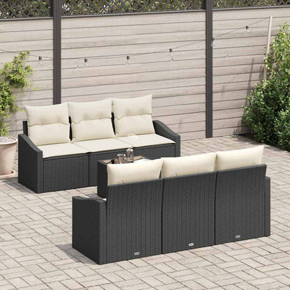 Set di divani con cuscino 7 pcs Nero e Crema polyrattan | homemem39