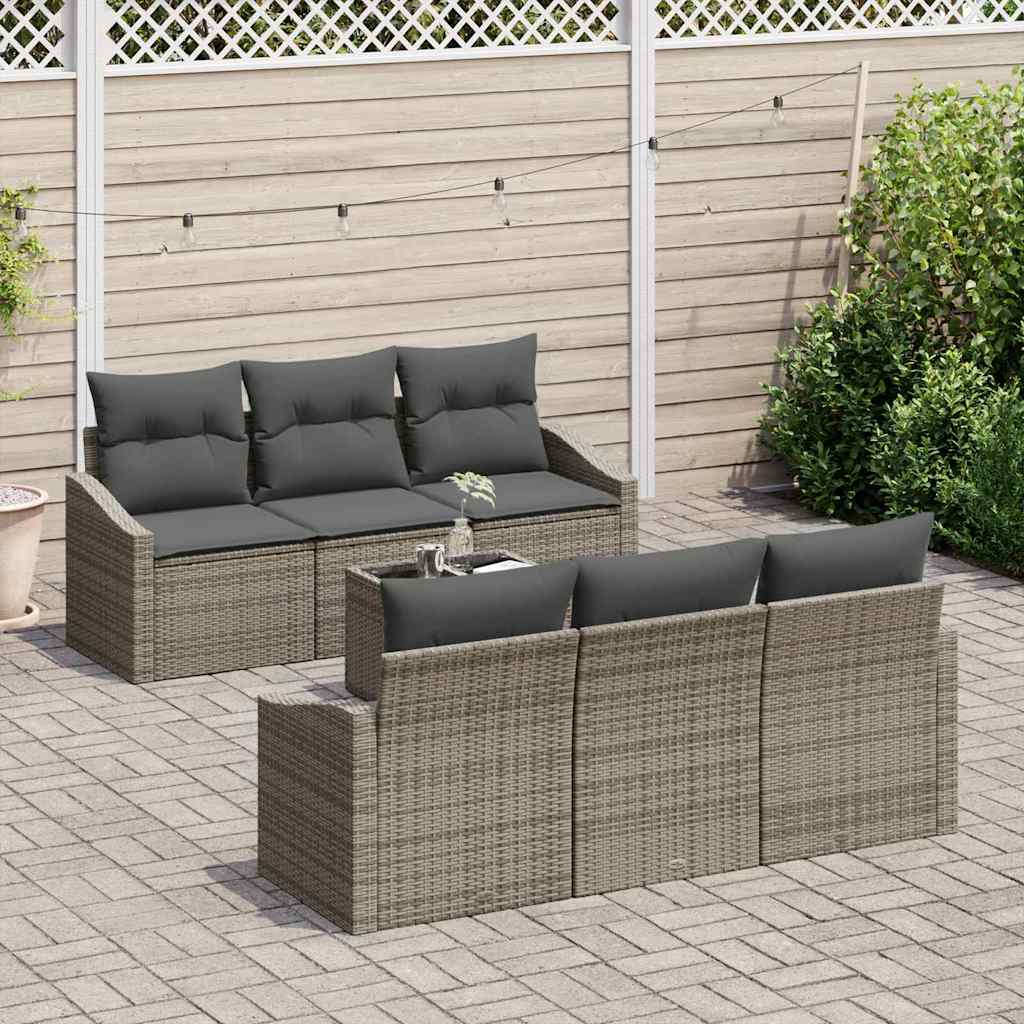 Set di divani con cuscino con cuscino 7 pcs Grigio polyrattan | homemem39