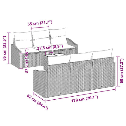 Set di divani con cuscino con cuscino 7 pcs Grigio polyrattan | homemem39
