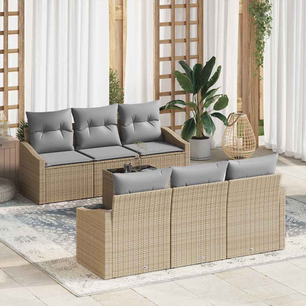 Set di divani 7 pcs Beige e Grigio Chiaro polyrattan | homemem39