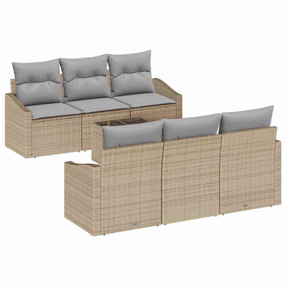 Set di divani 7 pcs Beige e Grigio Chiaro polyrattan | homemem39