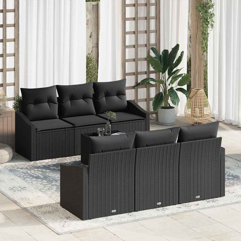 Set di divani 7 pz Nero polyrattan | homemem39