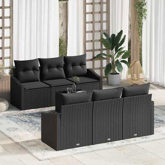 Set di divani 7 pz Nero polyrattan | homemem39