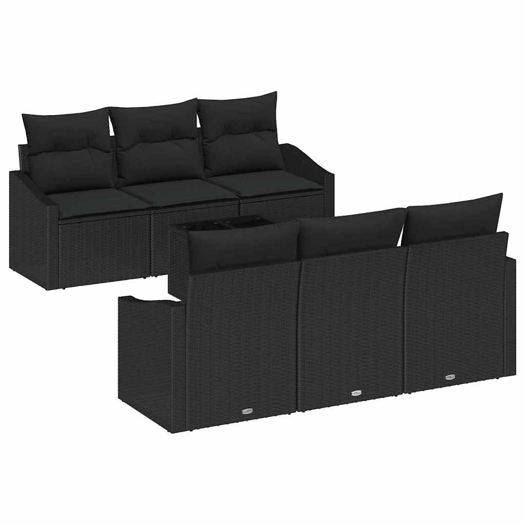 Set di divani 7 pz Nero polyrattan | homemem39
