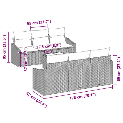 Set di divani con cuscino 7 pcs Nero e Turchese polyrattan | homemem39