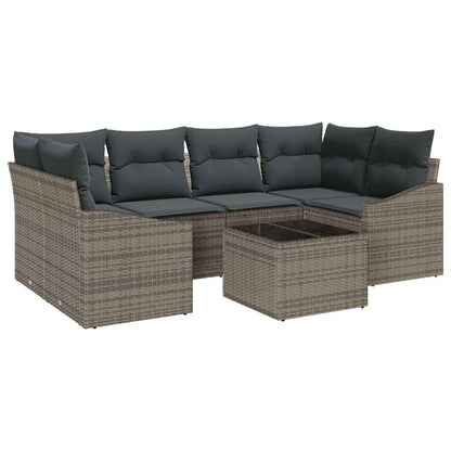 Set di divani con cuscino con cuscino 7 pcs Grigio polyrattan | homemem39