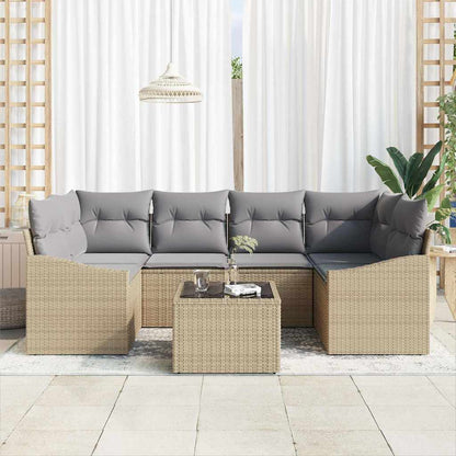 Set di divani 7 pcs Beige e Grigio Chiaro polyrattan | homemem39