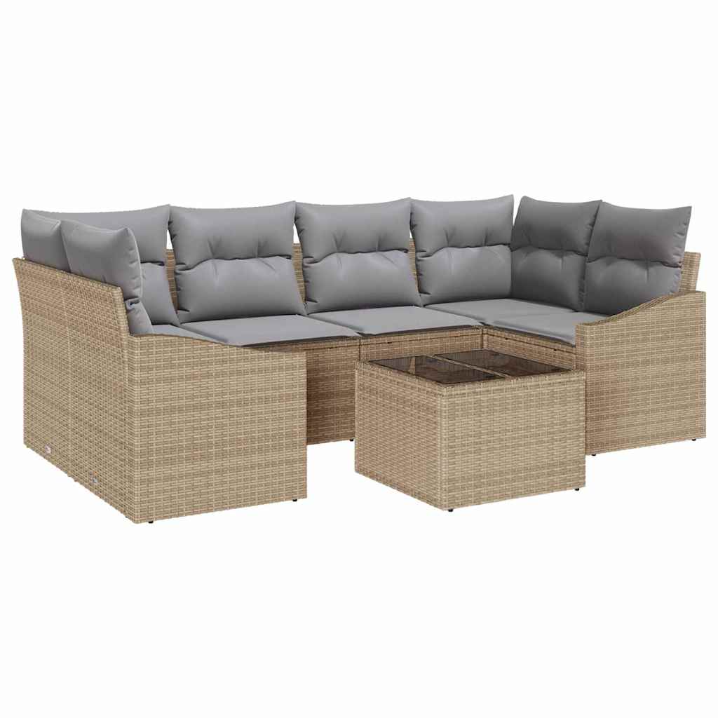 Set di divani 7 pcs Beige e Grigio Chiaro polyrattan | homemem39