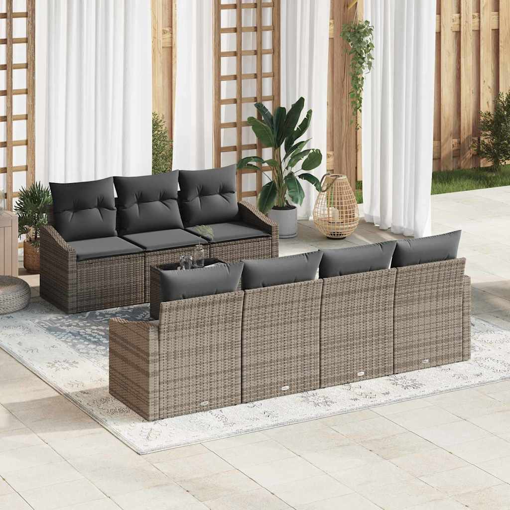 Set di divani con cuscino con cuscino 8 pcs Grigio polyrattan | homemem39