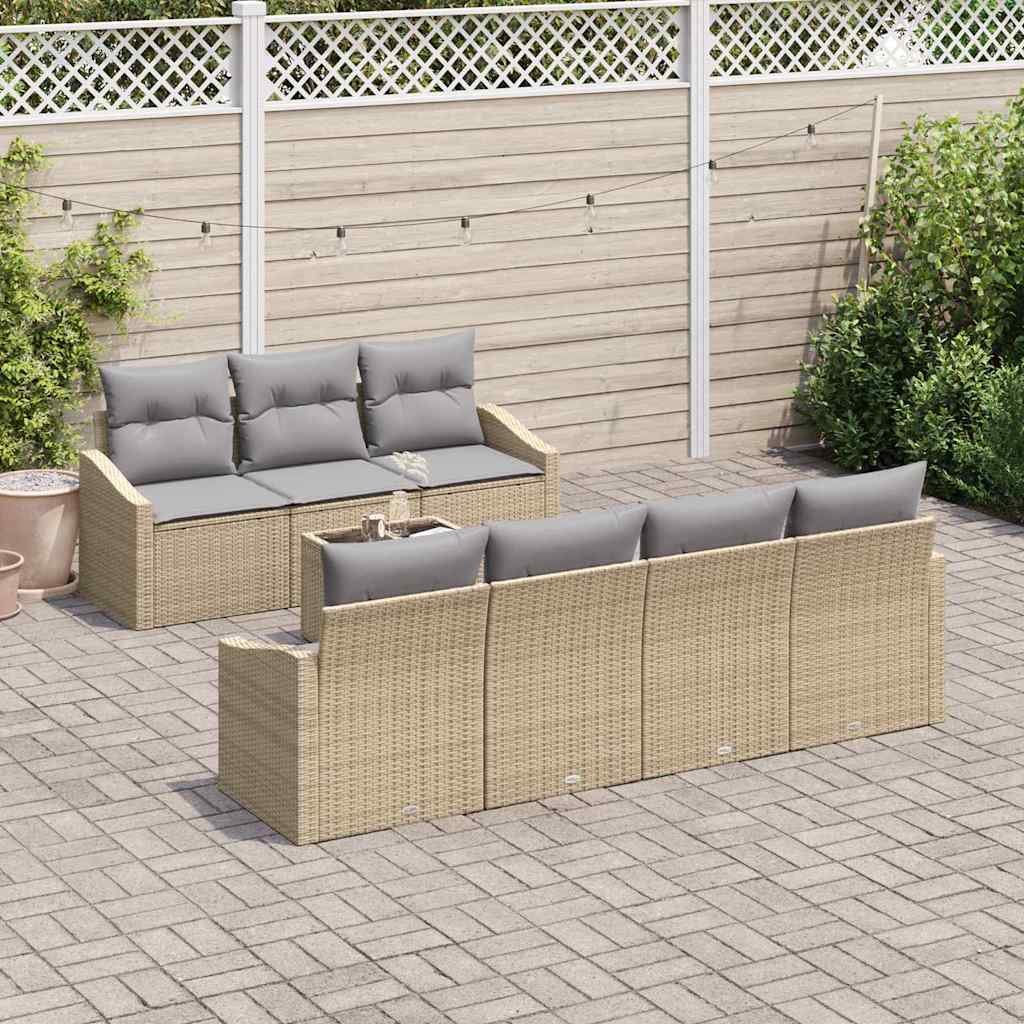Set di divani 8 pcs Beige e Grigio Chiaro polyrattan | homemem39