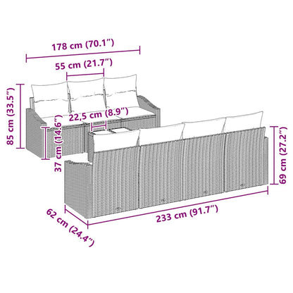Set di divani con cuscino 8 pcs Grigio chiaro polyrattan | homemem39