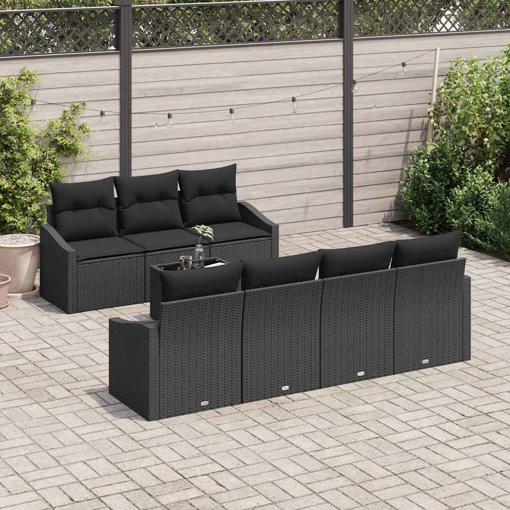 Set di divani 8 pz Nero polyrattan | homemem39