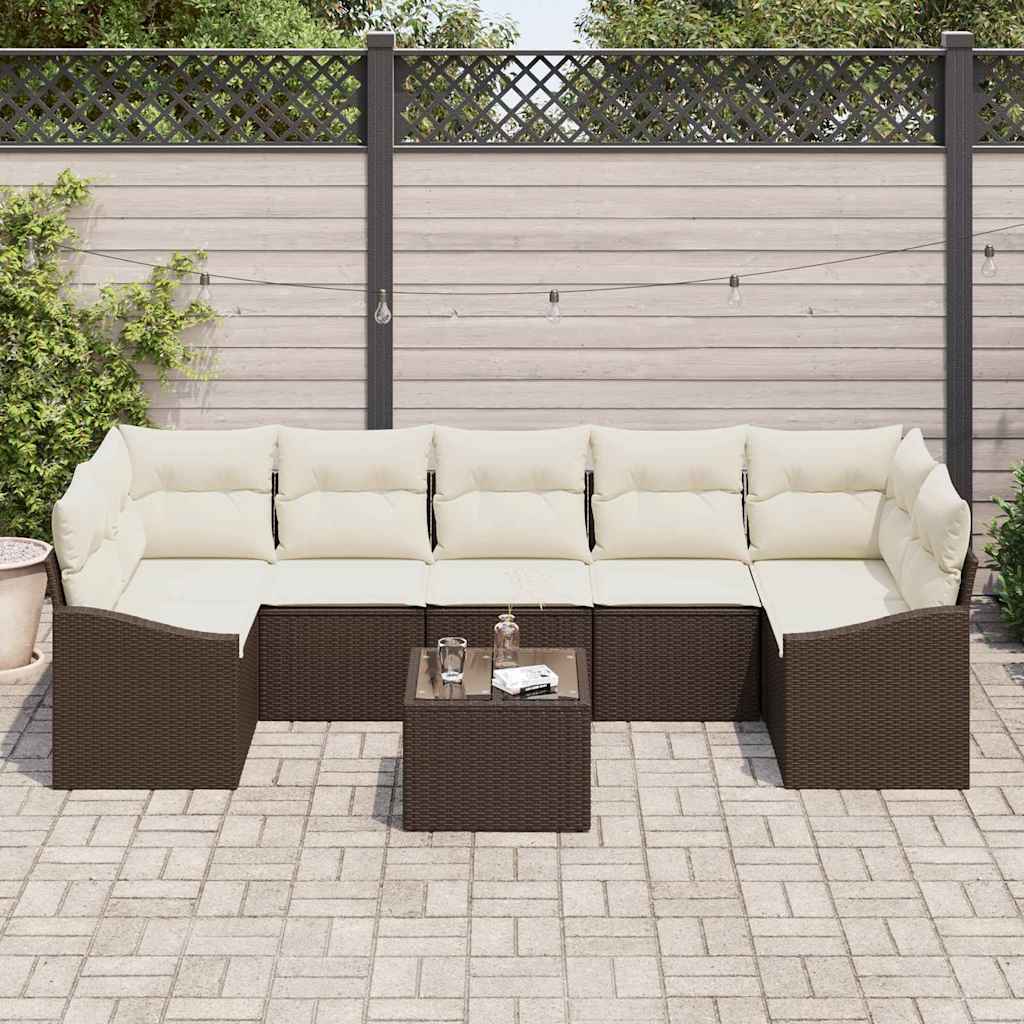 Set di divani Marrone e Crema 55 x 55 x 37 cm polyrattan | homemem39