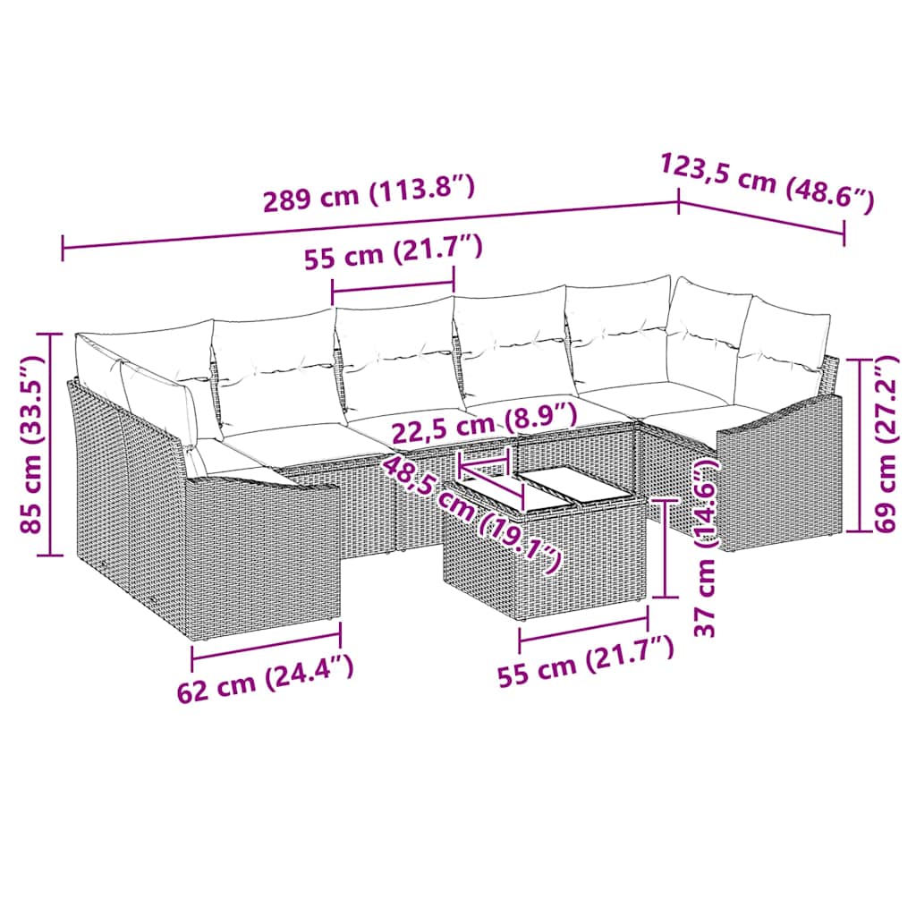 Set di divani Marrone e Crema 55 x 55 x 37 cm polyrattan | homemem39