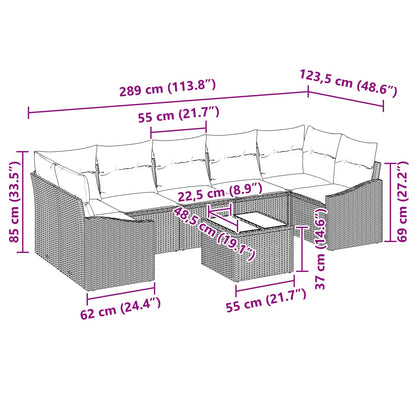 Set di divani 8 pz 7-Numero di posti Marrone e Rosso polyrattan | homemem39