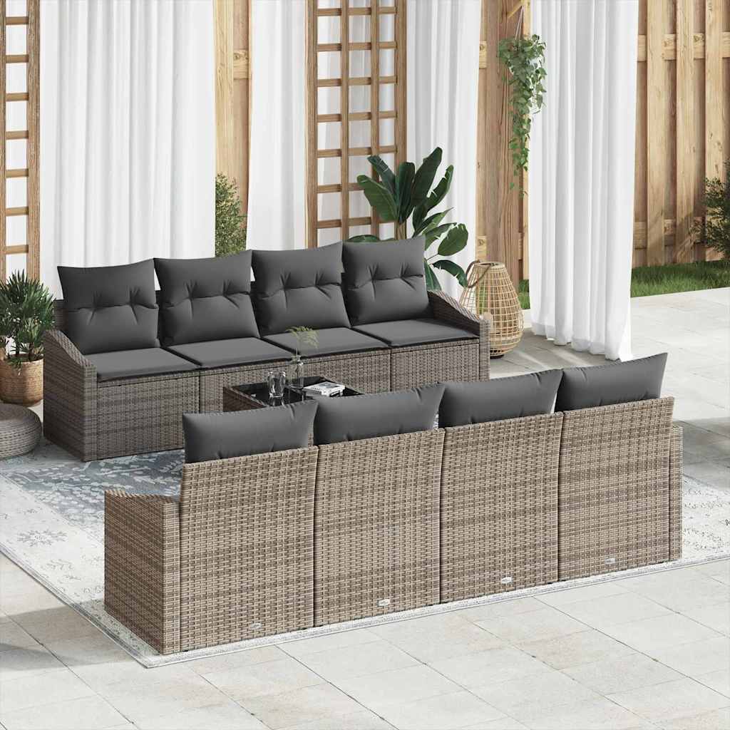 Set di divani con cuscino con cuscino 9 pcs Grigio polyrattan | homemem39