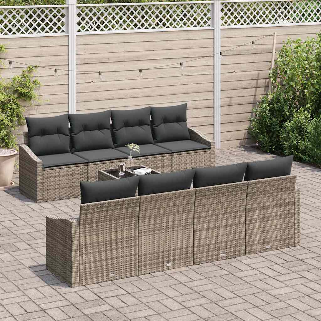 Set di divani con cuscino con cuscino 9 pcs Grigio polyrattan | homemem39