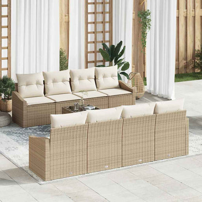Set di divani con cuscino 9 pcs Beige e Crema polyrattan | homemem39