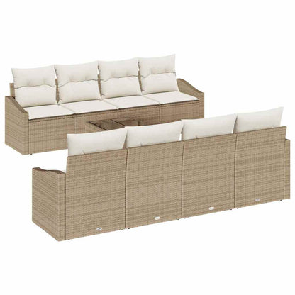 Set di divani con cuscino 9 pcs Beige e Crema polyrattan | homemem39