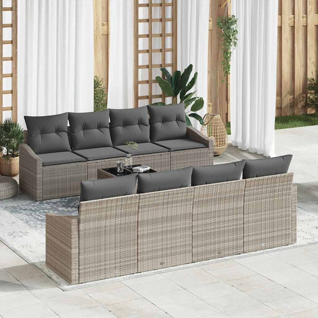 Set Divano da Giardino 9 pcs Grigio chiaro 55 x 55 x 37 cm - homemem39
