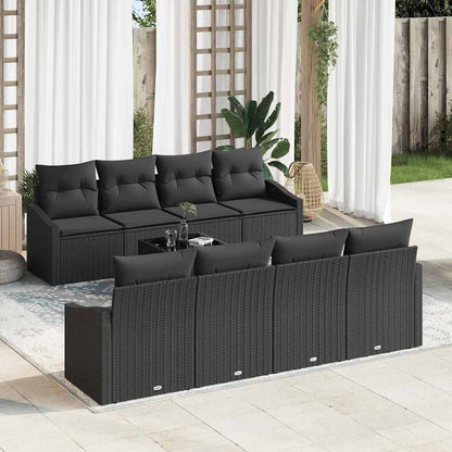 Set di divani con cuscino con cuscino 9 pcs Nero polyrattan | homemem39