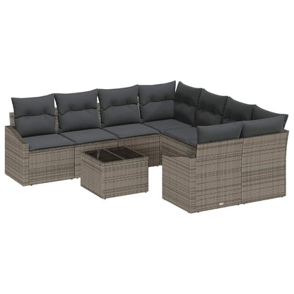 Set di divani con cuscino con cuscino 9 pcs Grigio polyrattan | homemem39