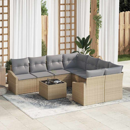 Set di divani 9 pcs Beige e Grigio Chiaro polyrattan | homemem39