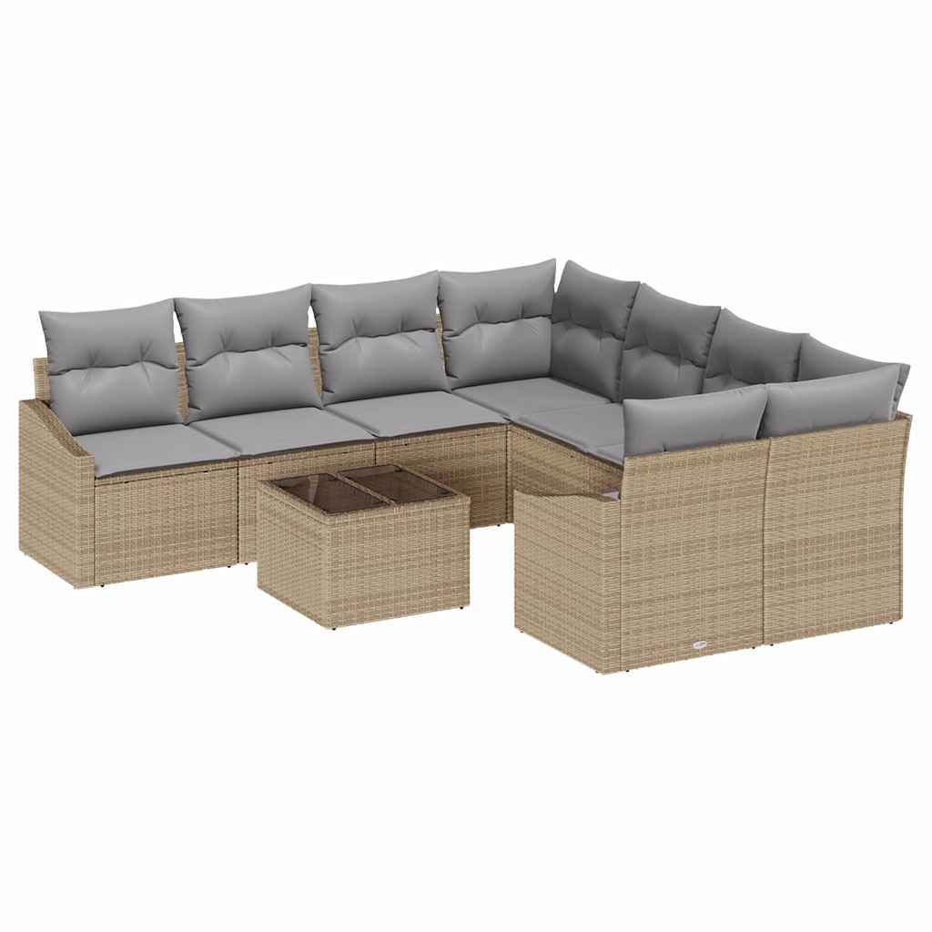 Set di divani 9 pcs Beige e Grigio Chiaro polyrattan | homemem39