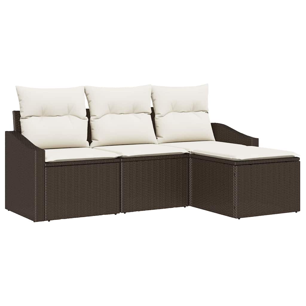 Set di divani con cuscino 4 pcs Marrone polyrattan | homemem39