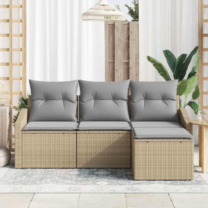 Set di divani con cuscino 4 pcs Beige polyrattan | homemem39