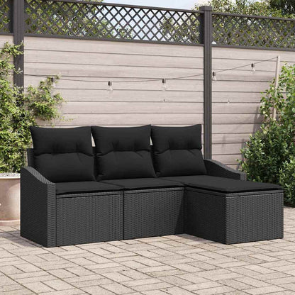 Set di divani 4 pz Nero polyrattan | homemem39