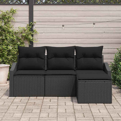 Set di divani 4 pz Nero polyrattan | homemem39