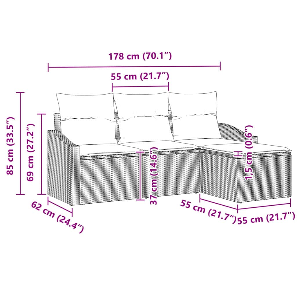 Set di divani 4 pz Nero polyrattan | homemem39