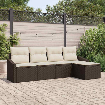 Set di divani con cuscino 5 pcs Marrone polyrattan | homemem39