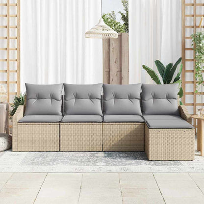 Set di divani con cuscino 5 pcs Beige polyrattan | homemem39