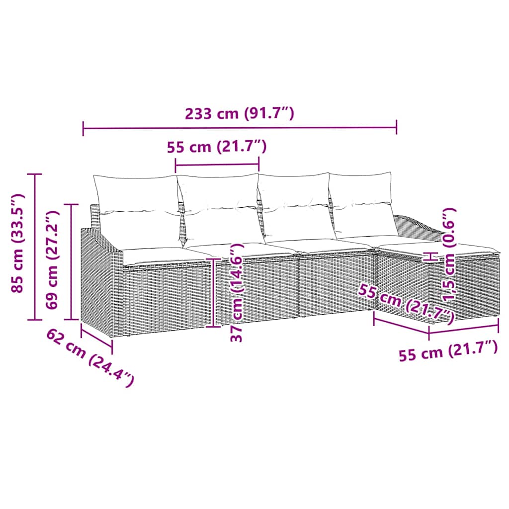 Set di divani 5 pz Nero polyrattan | homemem39