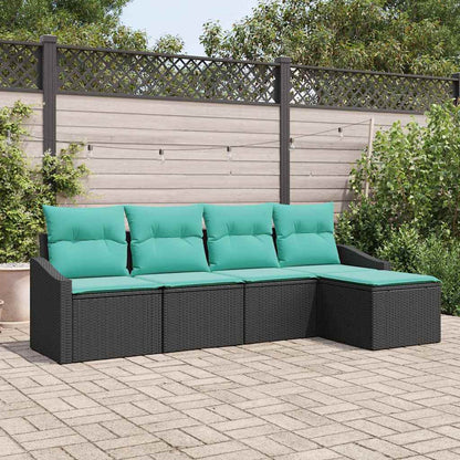 Set di divani con cuscino 5 pcs Nero polyrattan | homemem39
